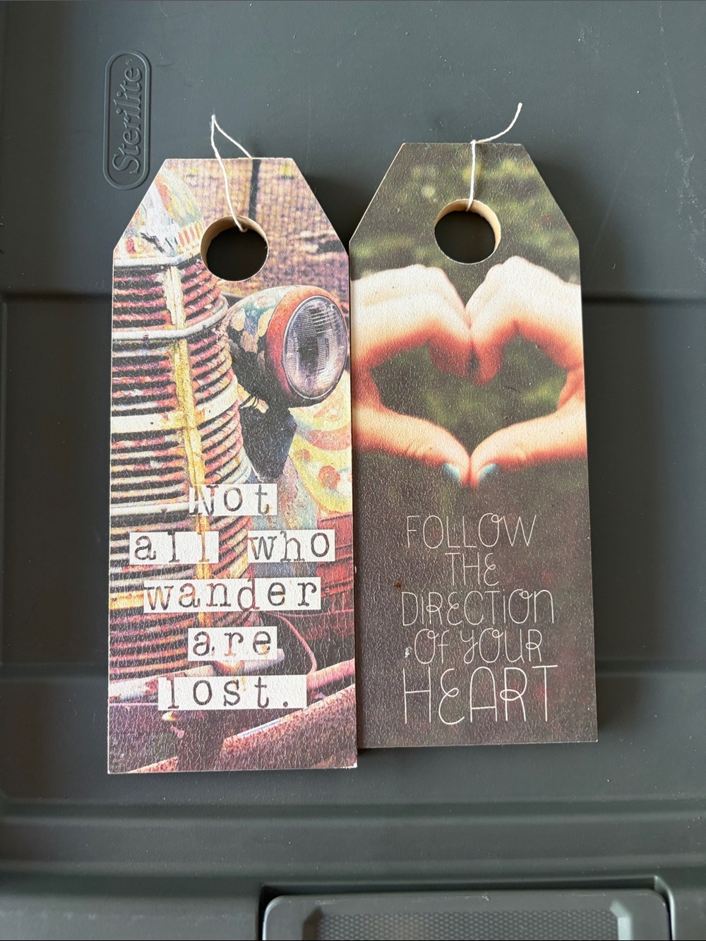 Rustic Heart & Travel Quote Wall Tag Set - Brown/Beige